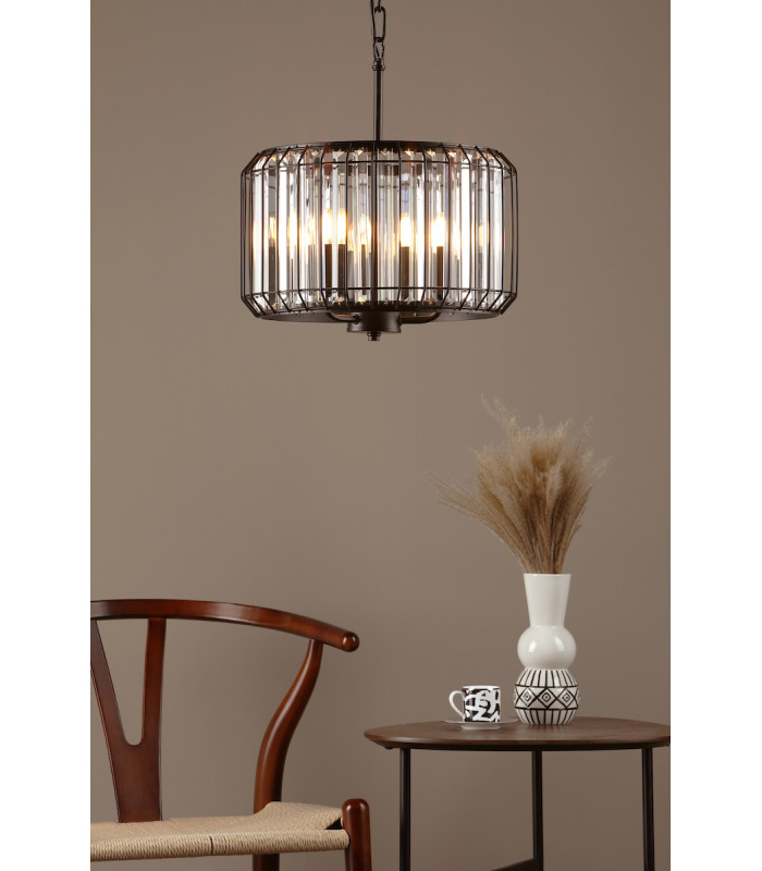 Naeva 3 Light Pendant Ceiling Light Satin Black Crystal-7