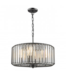 Naeva 4 Light Pendant Ceiling Light Satin Black Crystal-1