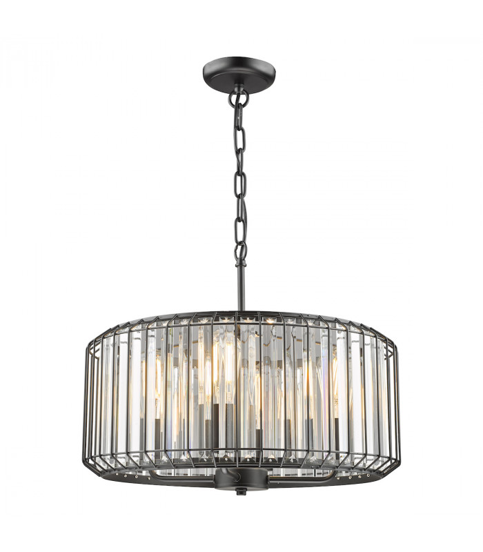 Naeva 4 Light Pendant Ceiling Light Satin Black Crystal-1