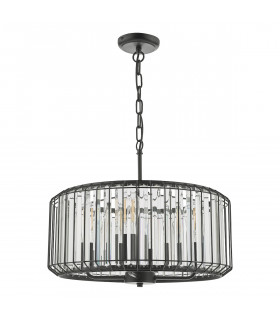 Naeva 4 Light Pendant Ceiling Light Satin Black Crystal-2