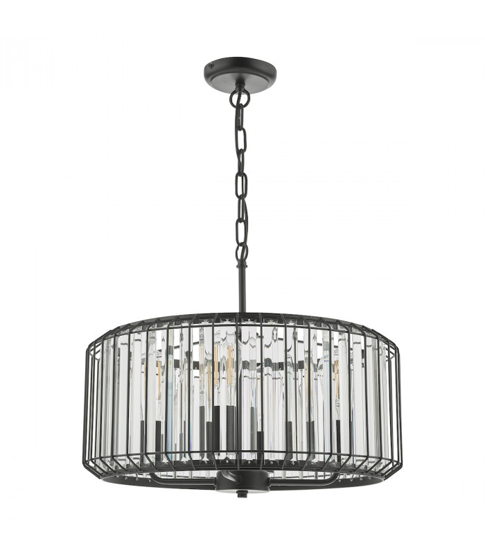 Naeva 4 Light Pendant Ceiling Light Satin Black Crystal-2
