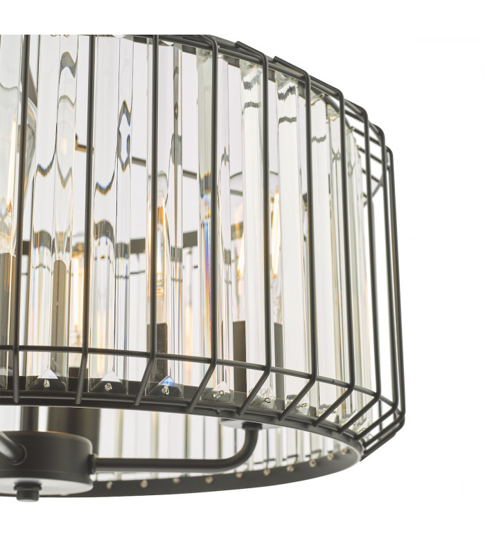 Naeva 4 Light Pendant Ceiling Light Satin Black Crystal-3
