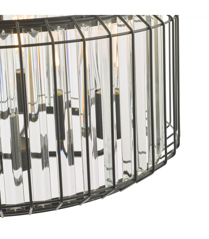 Naeva 4 Light Pendant Ceiling Light Satin Black Crystal-4