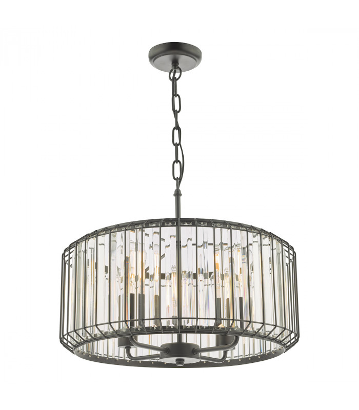 Naeva 4 Light Pendant Ceiling Light Satin Black Crystal-5