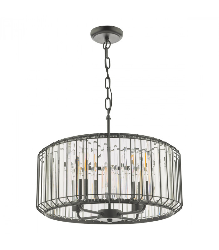 Naeva 4 Light Pendant Ceiling Light Satin Black Crystal-6