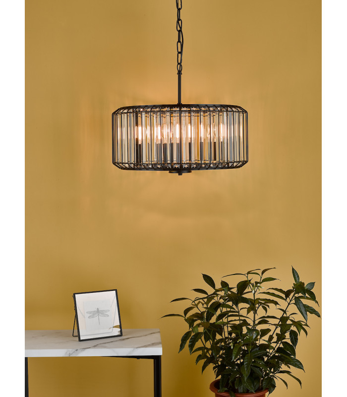 Naeva 4 Light Pendant Ceiling Light Satin Black Crystal-7