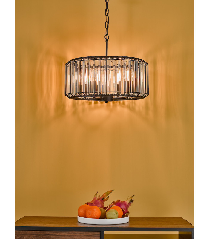 Naeva 4 Light Pendant Ceiling Light Satin Black Crystal-8