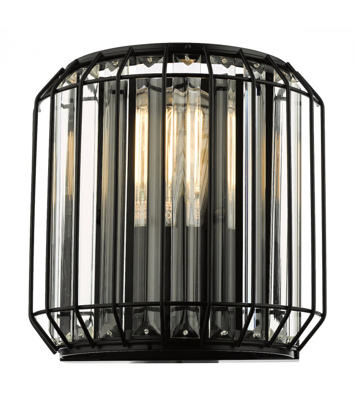 Naeva 2 Light Wall Light Matt Black Glass-1