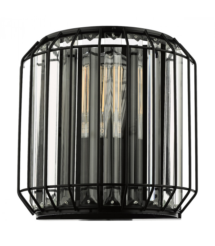 Naeva 2 Light Wall Light Matt Black Glass-2