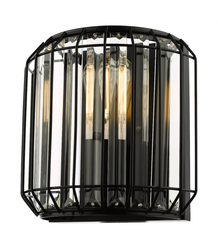 Naeva 2 Light Wall Light Matt Black Glass-3