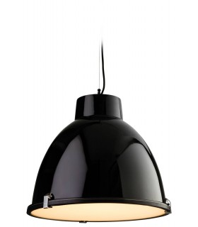 1 Light Dome Ceiling Pendant Black, Frosted Glass, E27 - 1