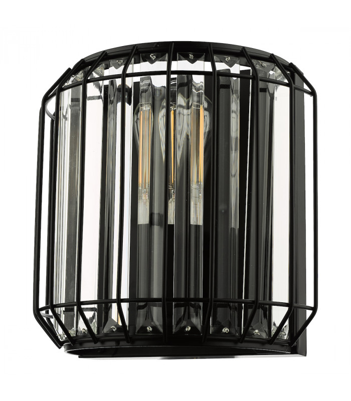 Naeva 2 Light Wall Light Matt Black Glass-4