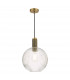Nikolas Pendant Ceiling Light Natural Solid Brass Ribbed Round Glass-1