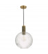 Nikolas Pendant Ceiling Light Natural Solid Brass Ribbed Round Glass-2