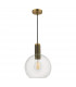 Nikolas Pendant Ceiling Light Natural Solid Brass Round Clear Glass-2