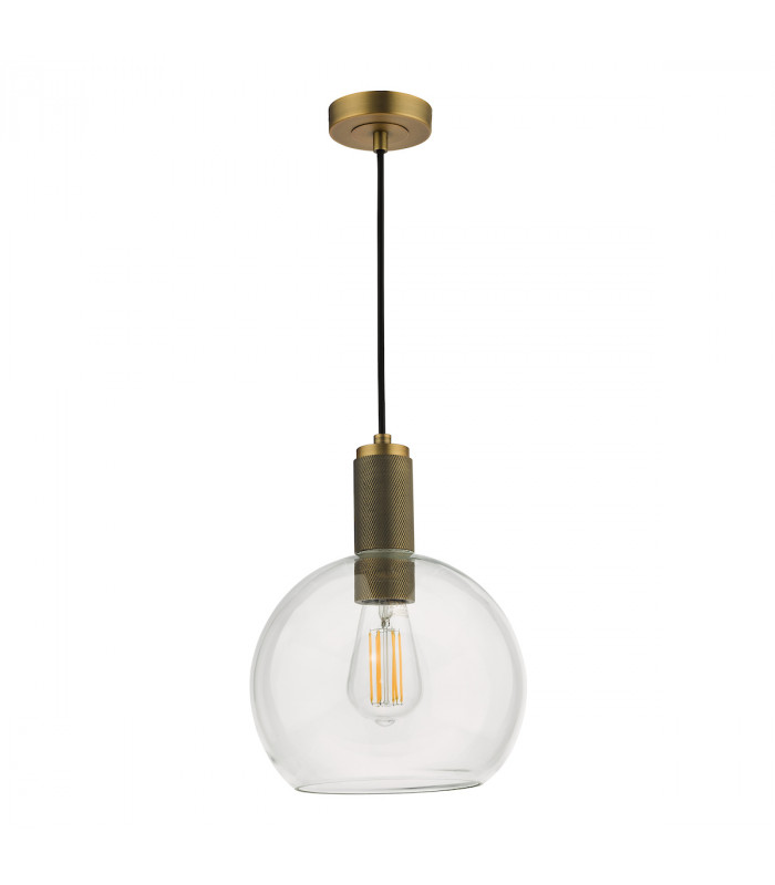 Nikolas Pendant Ceiling Light Natural Solid Brass Round Clear Glass-2