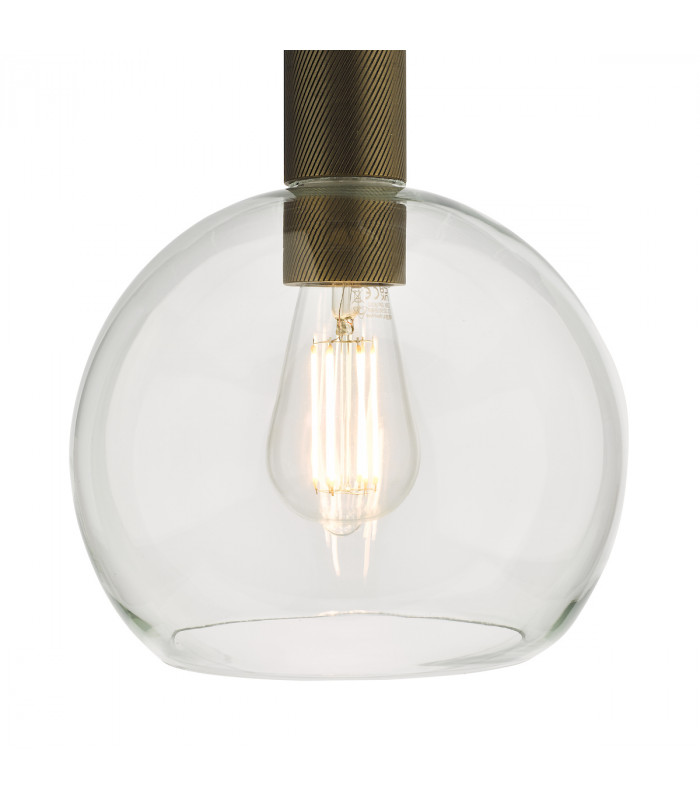 Nikolas Pendant Ceiling Light Natural Solid Brass Round Clear Glass-3