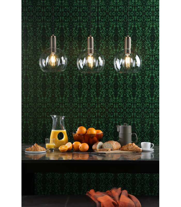 Nikolas Pendant Ceiling Light Natural Solid Brass Round Clear Glass-6
