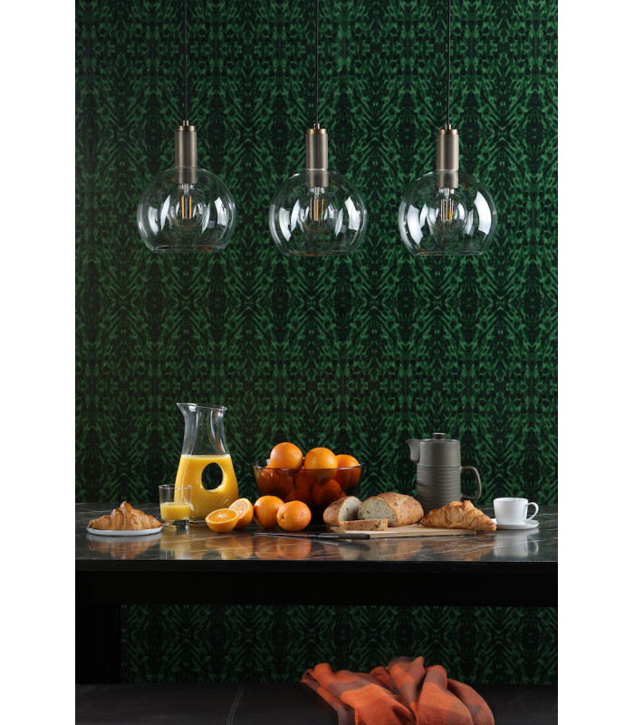 Nikolas Pendant Ceiling Light Natural Solid Brass Round Clear Glass-7