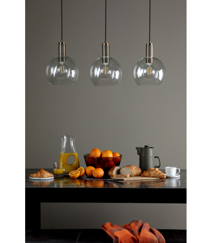 Nikolas Pendant Ceiling Light Natural Solid Brass Round Clear Glass-9