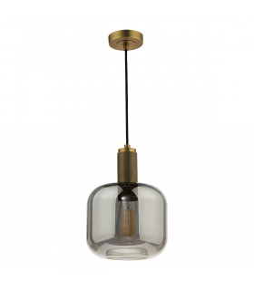 Nikolas Pendant Ceiling Light Natural Solid Brass Smoked Rounded Cuboid Glass-2