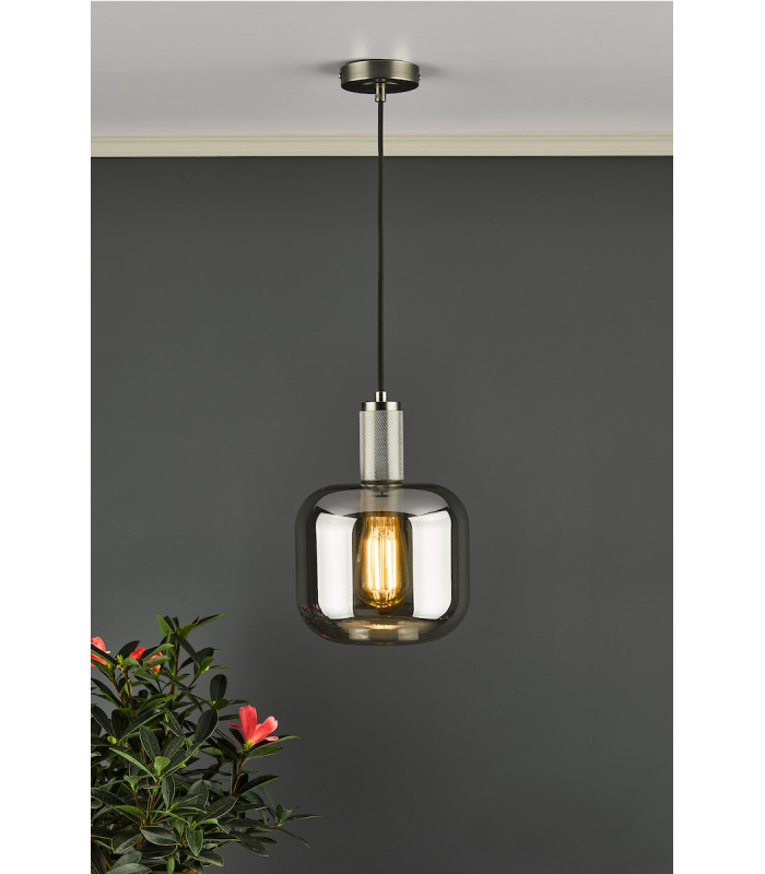 Nikolas Pendant Ceiling Light Natural Solid Brass Smoked Rounded Cuboid Glass-4