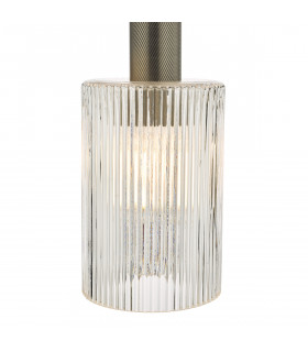 Nikolas Pendant Ceiling Light Polished Nickel Ribbed Cylinder Glass-2