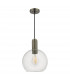 Nikolas Pendant Ceiling Light Antique Chrome Round Clear Glass-2