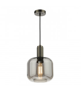 Nikolas Pendant Ceiling Light Polished Nickel Smoked Rounded Cuboid Glass-1