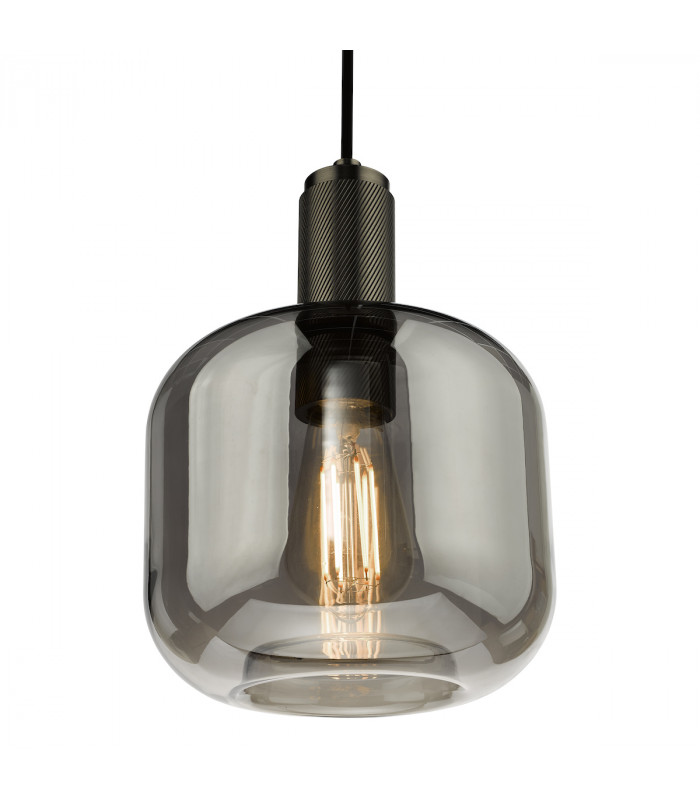 Nikolas Pendant Ceiling Light Polished Nickel Smoked Rounded Cuboid Glass-3