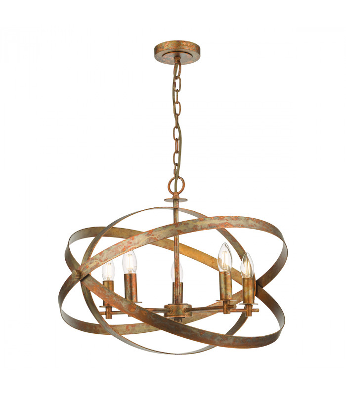 Nitya 5 Light Pendant Ceiling Light Mottled Copper-1