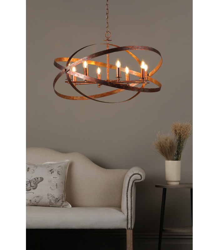 Nitya 8 Light Pendant Ceiling Light Mottled Copper-6