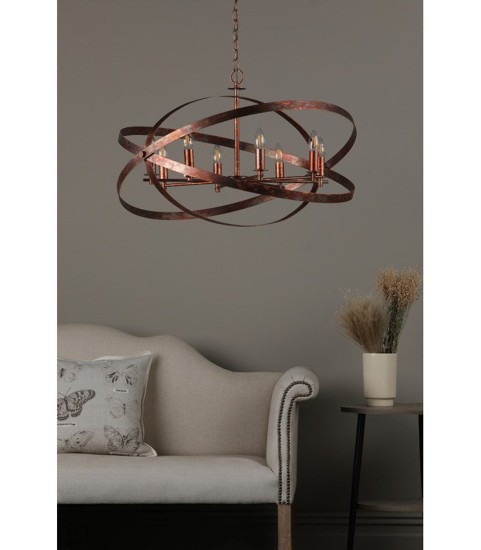 Nitya 8 Light Pendant Ceiling Light Mottled Copper-7