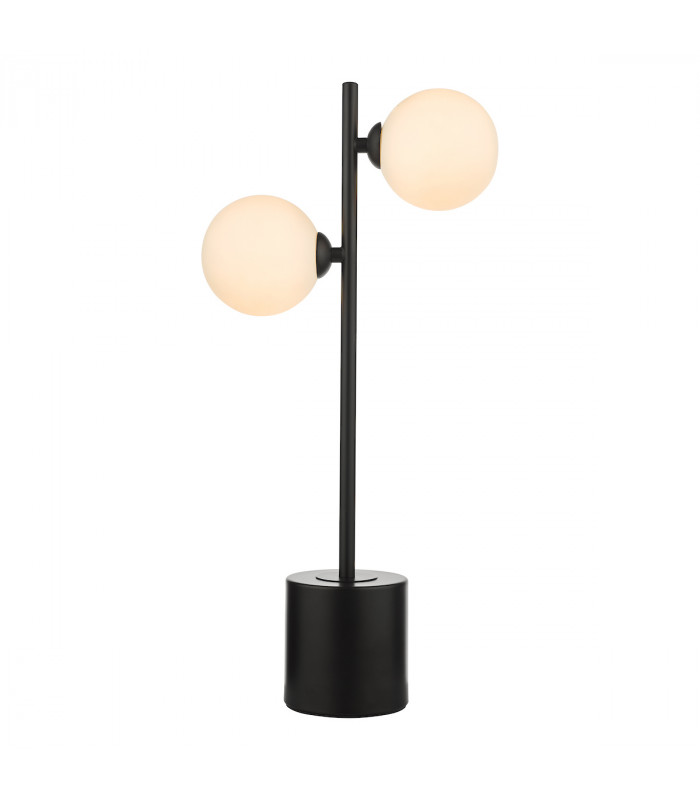Spiral 2 Light Table Lamp Matt Black Opal Glass-1
