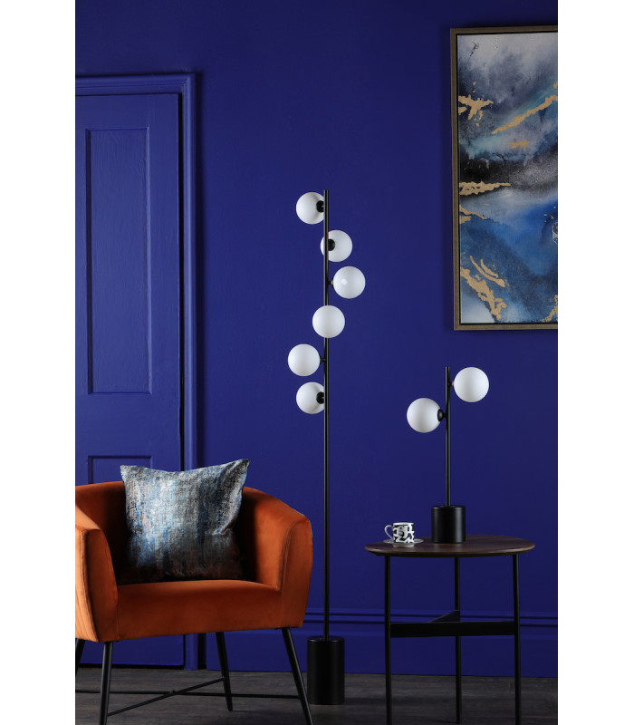 Spiral 2 Light Table Lamp Matt Black Opal Glass-3