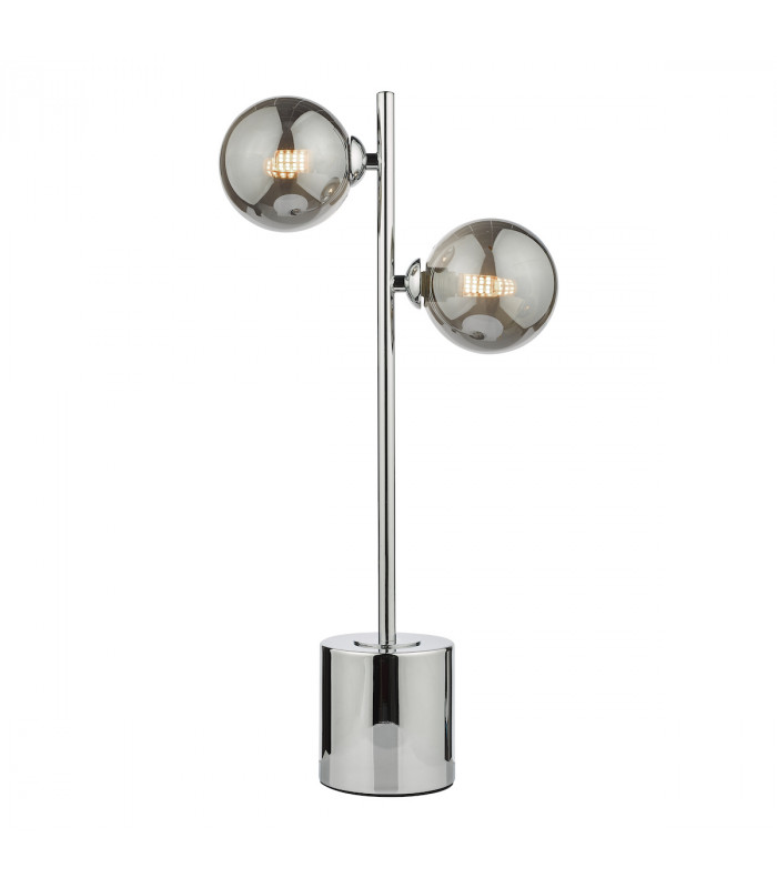 Spiral 2 Light Table Lamp Polished Chrome Smoked Glass