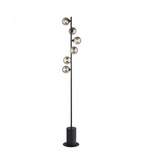 Spiral 6 Light Floor Lamp Matt Black Smoked Glass-1