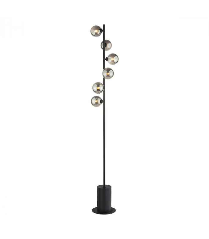 Spiral 6 Light Floor Lamp Matt Black Smoked Glass-1