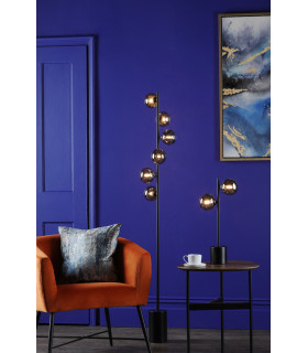 Spiral 6 Light Floor Lamp Matt Black Smoked Glass-2