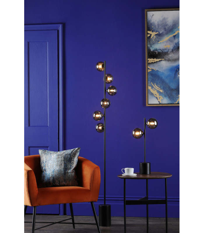 Spiral 6 Light Floor Lamp Matt Black Smoked Glass-2