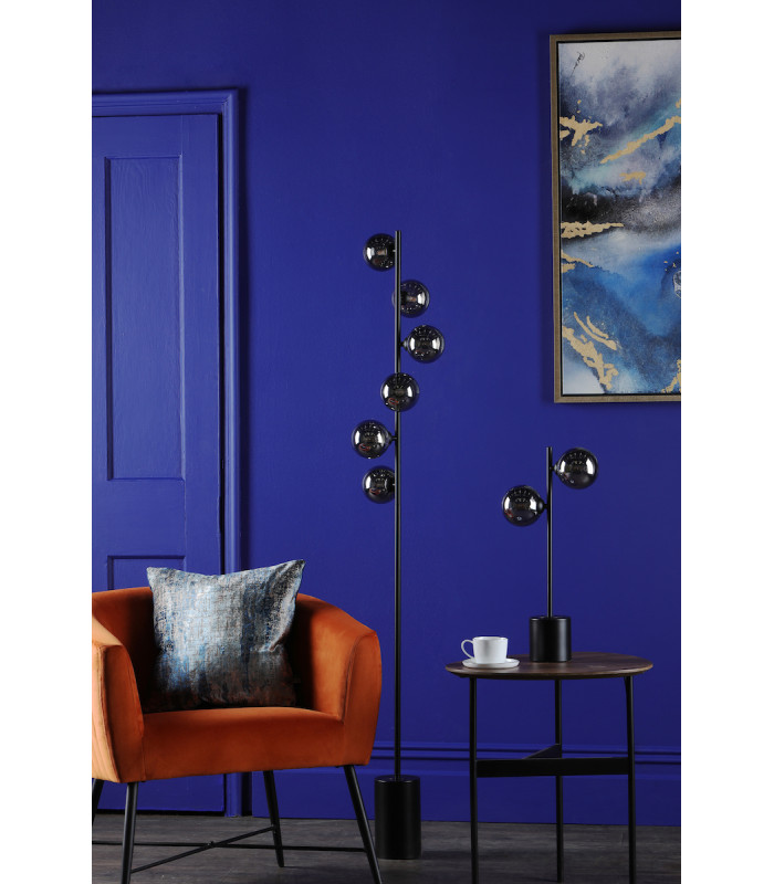 Spiral 6 Light Floor Lamp Matt Black Smoked Glass-3