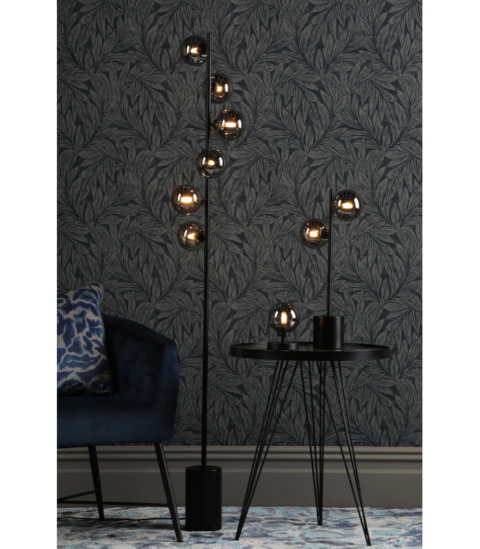 Spiral 6 Light Floor Lamp Matt Black Smoked Glass-4