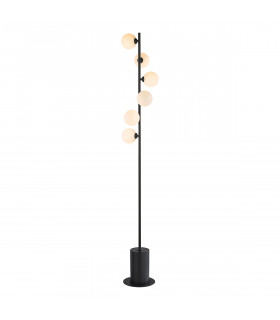 Spiral 6 Light Floor Lamp Matt Black Opal Glass-1