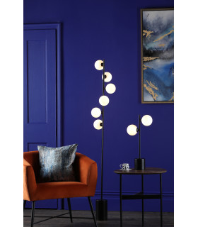Spiral 6 Light Floor Lamp Matt Black Opal Glass-2