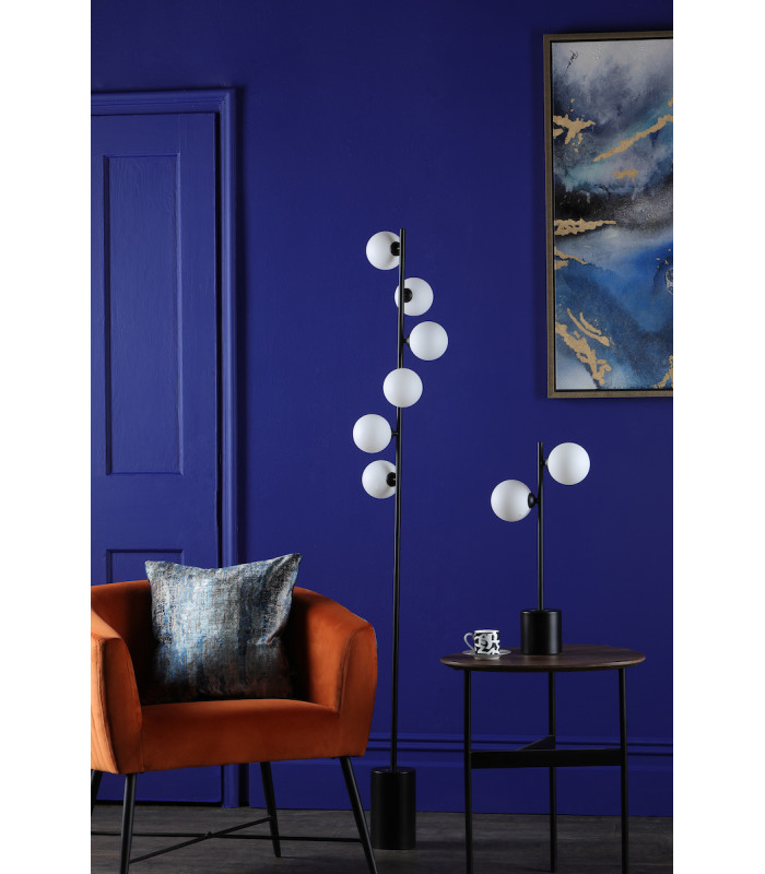 Spiral 6 Light Floor Lamp Matt Black Opal Glass-3