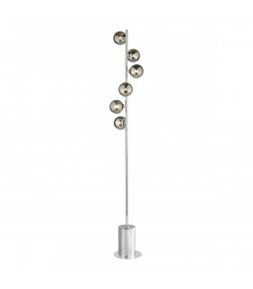 Spiral 6 Light Floor Lamp Polished Chrome Smoked Glass