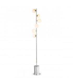 Spiral 6 Light Floor Lamp Polished Chrome Opal Glass