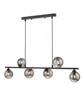 Spiral 6 Light Bar Pendant Ceiling Light Matt Black Smoked Glass-1