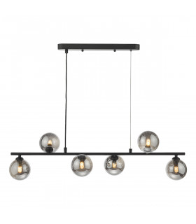 Spiral 6 Light Bar Pendant Ceiling Light Matt Black Smoked Glass-2