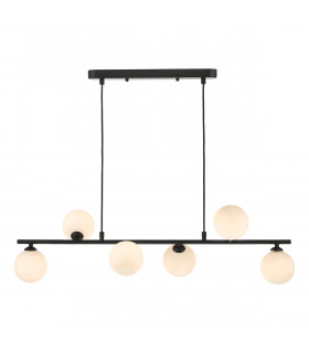 Spiral 6 Light Bar Pendant Ceiling Light Matt Black Opal Glass-2